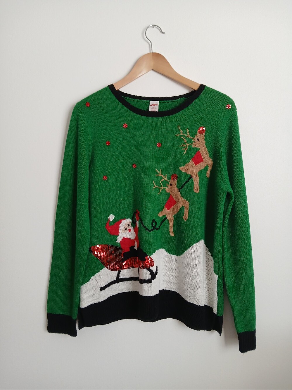 Holiday Time Santa and Reindeer Sweater Size XL